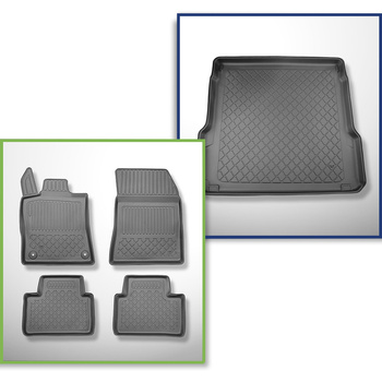 Completo di tappetini e tappetino per bagagliaio TPE per: Opel Astra L (VI) 01.2022-.... (Sports Tourer) - bagagliaio superiore; piano di carico regolabile in posizione più alta (flex floor); anche per Plug-in Hybrid