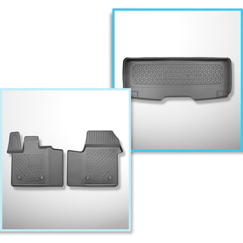Completo di tappetini e tappetino per bagagliaio TPE per: Volkswagen Multivan T7 10.2021-.... (Van) - interasse corto; dietro la 3a fila di sedili; anche per la versione eHybrid PHEV