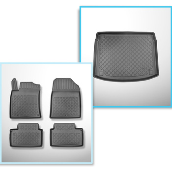 Completo di tappetini e tappetino per bagagliaio TPE per: Kia XCeed 09.2019-.... (Crossover) - bagagliaio superiore (pavimento doppio del bagagliaio nella posizione superiore); con e senza altoparlante (subwoofer); non per la versione ibrida