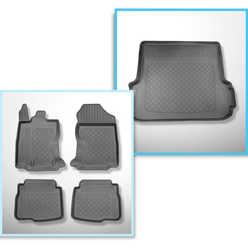 Completo di tappetini e tappetino per bagagliaio TPE per: Subaru Outback VI (BT) 05.2021-.... (Station Wagon) - con/senza subwoofer