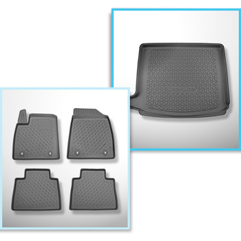 Completo di tappetini e tappetino per bagagliaio TPE per: MG HS 03.2023-06.2024 (SUV) - bagagliaio superiore; per pavimento doppio del bagagliaio; non per versione EHS plug-in ibrida
