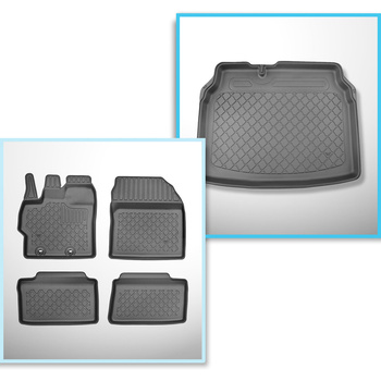Completo di tappetini e tappetino per bagagliaio TPE per: Toyota Yaris Cross 09.2021-.... (SUV) - bagagliaio inferiore; senza pavimento doppio del portabagagli / pavimento doppio del bagagliaio nella posizione più bassa / sotto pavimento doppio del bagagl