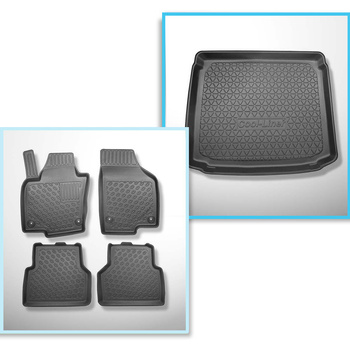 Completo di tappetini e tappetino per bagagliaio TPE PREMIUM per: Volkswagen Tiguan I SUV (07.2007-04.2016) - portabagagli inferiore; con kit di riparazione