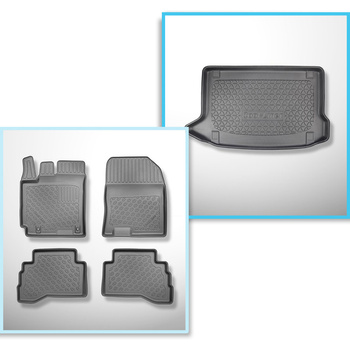 Completo di tappetini e tappetino per bagagliaio TPE per: Hyundai Kona Hybrid 09.2019-03.2023 (SUV) - non per la versione elettrica