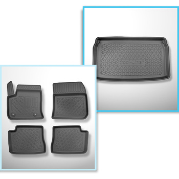 Completo di tappetini e tappetino per bagagliaio TPE per: Opel Mokka-e 02.2021-.... (SUV) - bagagliaio superiore; pavimento mobile nella posizione più alta