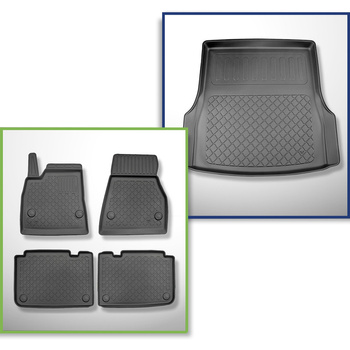 Completo di tappetini e tappetino per bagagliaio TPE per: Tesla Model S 04.2015-12.2020 (Liftback) - bagagliaio posteriore; a quattro ruote motrici