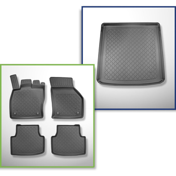 Completo di tappetini e tappetino per bagagliaio TPE per: Volkswagen Golf VIII 11.2020-.... (Variant) - bagagliaio superiore; pavimento mobile nella posizione più alta; non per versione mHEV