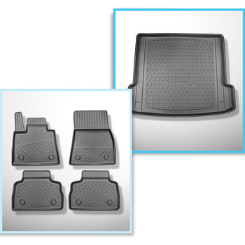 Completo di tappetini e tappetino per bagagliaio TPE per: BMW X6 G06 11.2019-.... (SAC) - bagagliaio superiore (per pavimento doppio del bagagliaio); anche per i modelli con le guide del bagagliaio