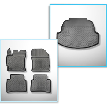 Completo di tappetini e tappetino per bagagliaio TPE per: Toyota Corolla XII E210 03.2019-.... (Berlina) - anche con trazione ibrida