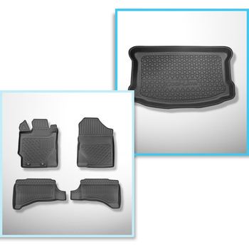 Completo di tappetini e tappetino per bagagliaio TPE per: Toyota Yaris III 09.2011-08.2020 (Hatchback) - bagagliaio superiore; anche per versione ibrida