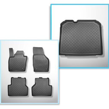 Completo di tappetini e tappetino per bagagliaio TPE per: Audi Q3 08.2011-06.2018 (SUV) - vano inferiore; senza ruota di scorta; anche per la versione Quattro