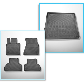Completo di tappetini e tappetino per bagagliaio TPE per: BMW X5 F15 10.2013-10.2018 (SAV) - 5 o 7 posti; senza terza fila