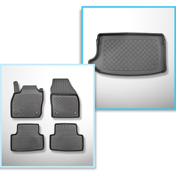 Completo di tappetini e tappetino per bagagliaio TPE per: Volkswagen T-Cross 04.2019-.... (Crossover) - bagagliaio superiore; pavimento mobile nella posizione più alta