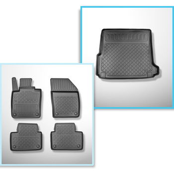 Completo di tappetini e tappetino per bagagliaio TPE per: Volvo V60 II 07.2018-.... (Station Wagon) - non per autovetture biFuel / motore T6 Twin con serbatoio del gas