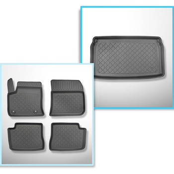 Completo di tappetini e tappetino per bagagliaio TPE per: Opel Mokka-e 02.2021-.... (SUV) - bagagliaio superiore; pavimento mobile nella posizione più alta