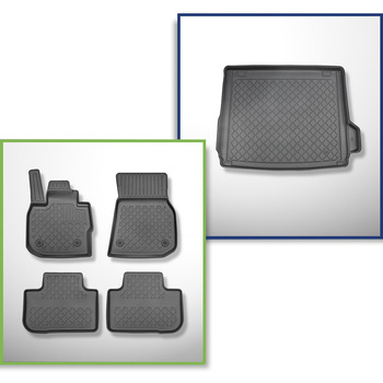 Completo di tappetini e tappetino per bagagliaio TPE per: BMW iX3 G08 01.2021-.... (SUV) - anche per i modelli con le guide del bagagliaio; non per versione Plug-in ibrida