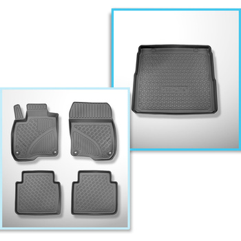 Completo di tappetini e tappetino per bagagliaio TPE per: Honda CR-V RW V 10.2018-07.2023 (SUV) - 5 posti; bagagliaio superiore (soglia di carico piana); pavimento mobile nella posizione più alta; anche per versione ibrida; senza terza fila