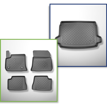 Completo di tappetini e tappetino per bagagliaio TPE per: Fiat 600e 09.2023-.... (Hatchback) - bagagliaio superiore; pavimento mobile nella posizione più alta