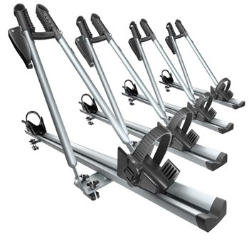 4x Portabici da tetto, Portabiciclette con barra in alluminio e chiusura a chiave - 4xM-17