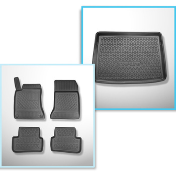 Completo di tappetini e tappetino per bagagliaio TPE per: Mercedes-Benz Classe B W246, W247 10.2011-12.2018 (Sports Tourer) - bagagliaio superiore; con doppio piano di carico (con EASY VARIO PLUS SYSTEM (piano di carico piatto)); non per versione Plug-in 