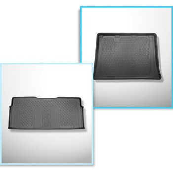 Completo di tappetini e tappetino per bagagliaio TPE per: Mercedes-Benz Vito W447 10.2014-.... (Tourer) - dietro la 3a fila di sedili; versione Extra lunga (Extra Long) (interasse 3430 mm; lunghezza auto 5370 mm); senza divisioni nel bagagliaio; seconda f