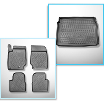 Completo di tappetini e tappetino per bagagliaio TPE per: Citroen C4 III 12.2020-2024 (Hatchback) - bagagliaio superiore; pavimento mobile nella posizione più alta; non per la versione elettrica e ibrida
