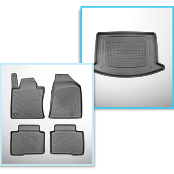 Completo di tappetini e tappetino per bagagliaio TPE per: SsangYong Korando IV C300 09.2019-.... (SUV) - bagagliaio inferiore (senza/sotto pavimento multifunzione); non per la versione elettrica