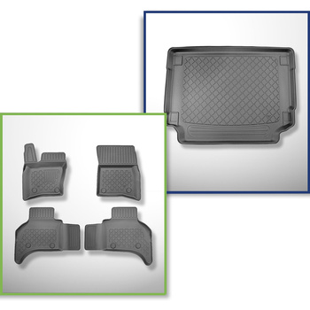 Completo di tappetini e tappetino per bagagliaio TPE per: Land Rover Defender (L663) 110 01.2020-.... (SUV) - 5 posti; non per versione Plug-in ibrida