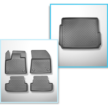 Completo di tappetini e tappetino per bagagliaio TPE per: Opel Grandland X Plug-in Hybrid 11.2019-2021 (SUV) - senza Hi-Fi-System FOCAL