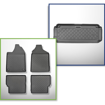 Completo di tappetini e tappetino per bagagliaio TPE per: Aixam Miniauto Cross 2010-2016 (Hatchback) - 4 posti