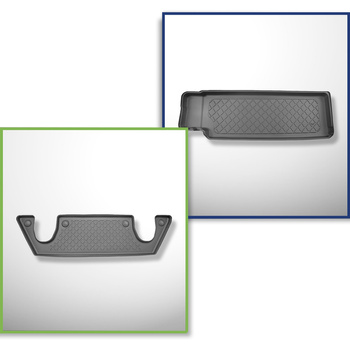 Completo di tappetini e tappetino per bagagliaio TPE per: Tesla Model X 01.2021-.... (SUV) - 6 posti; III fila; dietro la 3a fila di sedili